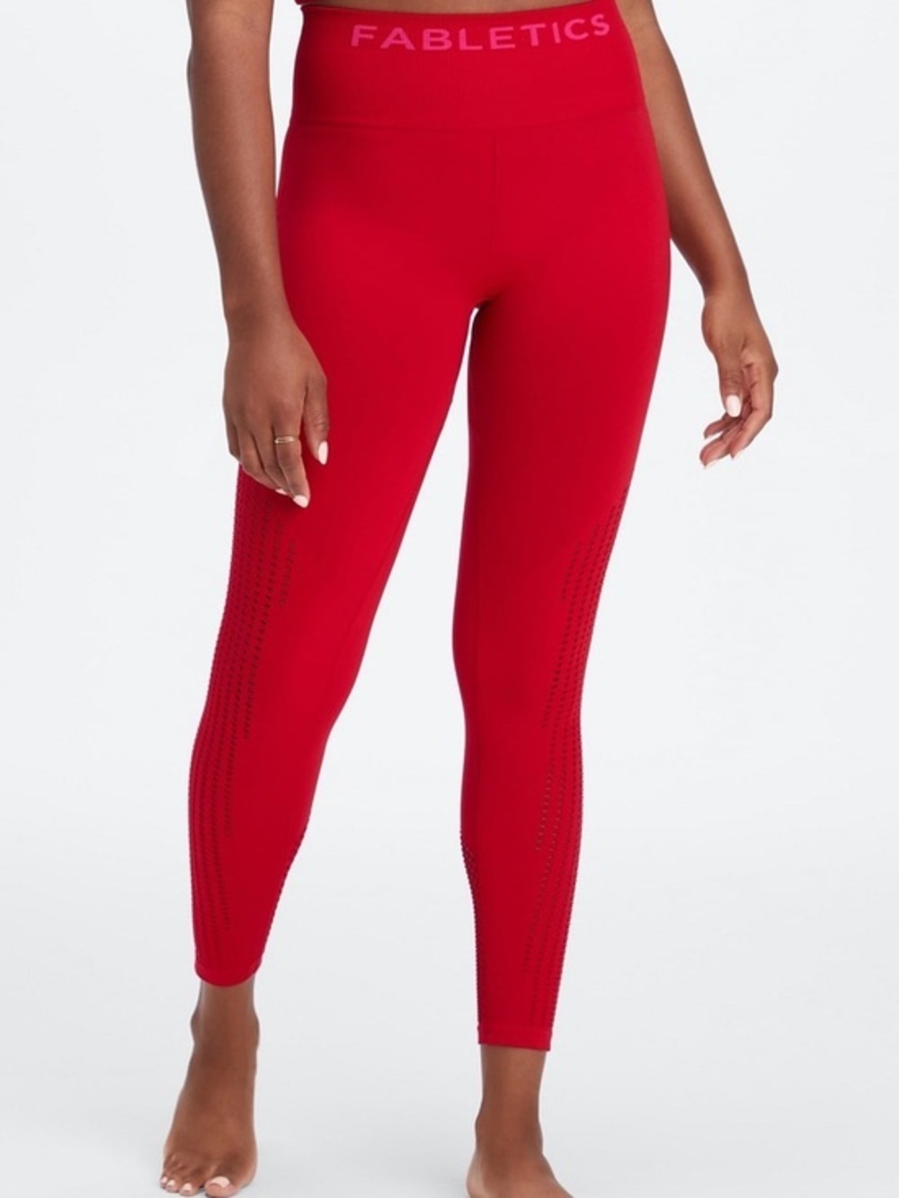 Fabletics Sync Seamless High-Waisted 7/8 Legging Sweet Cherry red pink MEDIUM